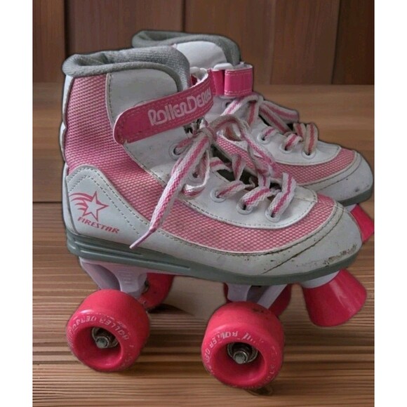 Roller Derby Firestar Roller Skates Youth Girl's Size 1 White Neon Pink With Box - Picture 1 of 16